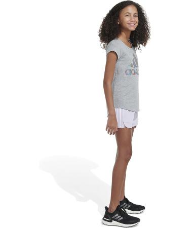 adidas Girls' Aeroready 3-Stripe Pacer Mesh Short 14 - Purple Tint - Buy Online on GoSupps.com