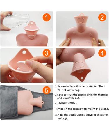Rubber Hot Water Bottle with Soft Waist Cover - Pink | Pain Relief for Neck, Back, Shoulder, Legs | Waist Warmth | Hot Water Bag Pouch - Buy Online on GoSupps.com