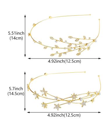 Gold Rhinestone Five-pointed Star Headband Set for Wedding Hair - Elegant Women's Bridal Hair Accessories - Buy Online on GoSupps.com