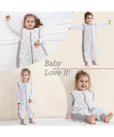 Baby Sleep Sack with Feet Winter 2.5 TOG | Cotton Toddler Sleeping Bag 12-24 Months (Gray Whale M) - Buy Online on GoSupps.com