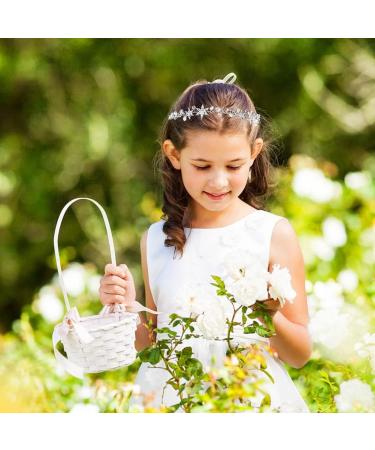 Flower Girl Headbands for Weddings Silver Flower Girl Accessories Pearl and Crystal Rhinestone Hair Vine for Wedding Birthday Gift and Holy Communication - Buy Online on GoSupps.com