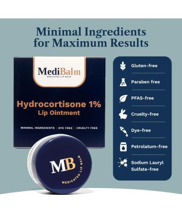 MediBalm 1% Hydrocortisone Lip Balm Petrolatum-Free Relief for Chapped Dry or Irritated Lips due to Accutane Isotretinoin associated Cheilitis Weather Damage and more - Unflavored - Buy Online on GoSupps.com