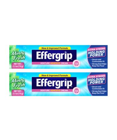 Effergrip Denture Adhesive Cream Extra Strong Holding Power 2.5 oz. (Pack of 2)