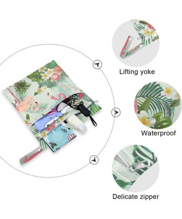 JUMBEAR Summer Flower Flamingo Wet Dry Bags Sets Waterproof Reusable Travel Beach Baby Cloth Diaper Wet Dry Bags Organizer with Two Zippered Pockets for Swimsuit and Gym 2PCS - Buy Online on GoSupps.com