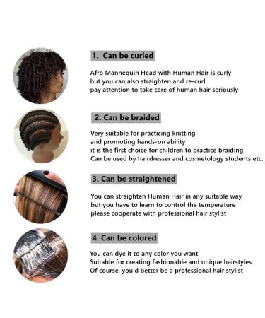 100% Human Hair Afro Manikin Head for Cosmetology Practice | Curly African American Mannequin Head with Free Clamp Stand - Buy Online on GoSupps.com