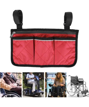 Walker Hanging Pouch 600D Oxford Cloth Black Wheelchair Side Bag Red Wine | Durable Storage Bag for Walkers and Scooters - Buy Online on GoSupps.com