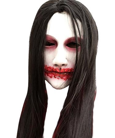 Long Hair Ghost Horror Devil Mask Halloween Mask Scary Challenge Games Evil Costume Halloween Cosplay Party Decoration Props - Buy Online on GoSupps.com