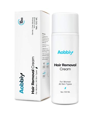AOBBIY Hair Removal Cream for Women, Women's Depilatory Cream, Powerful, Effective 10 Minutes, No smell, Non-Irritating, Gently Remove Anywhere Unwanted Hair, For All Skin Type, 100ML For Women 3.38 Fl Oz (Pack of 1)