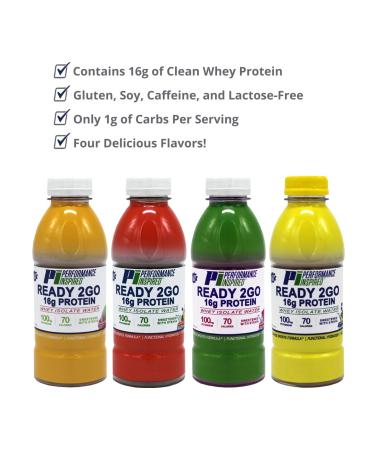 Performance Inspired Nutrition Ready 2Go Protein - Gluten Free - 16.9 fl oz - Protein Water - 6 count case - Blueberry Lemonade - Buy Online on GoSupps.com