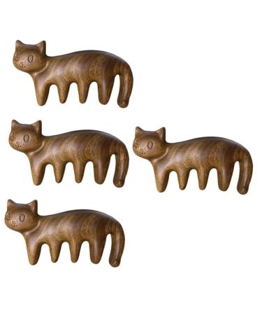 Magiclulu 4 pieces kitten massage comb Massagekopf comb manual scalp massage devices travel hair comb massage-tools tools scalp ridge wooden ridge creepy blade travel sandalwood