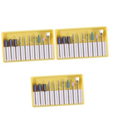 FOMIYES 3 Sets Diamond Nail Bit Manicure Drill Bits Manicure Pedicure Bit Nail File Drill Bits Grit Nail Art Supplies Cuticle Drill Bits Manicure Tools Nail Grinding Head Gravel Polisher 5x1cmx3pcs Yellowx3pcs