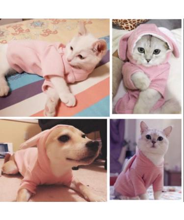 ANIAC Pet Hoodie with Bunny Ears | X-Small Pink Cat Rabbit Outfit | Cute Sweatshirt for Spring/Autumn | Knitted Sweater for Puppy/Kitty - Buy Online on GoSupps.com