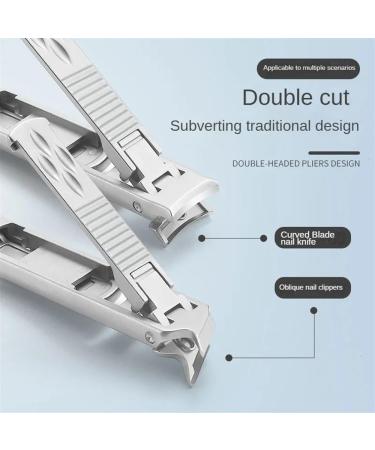 Stainless Steel Nail Clipper Double-Ended Dual-Purpose Thin Portable Folding Nail Scissors Nail Clippers Manicure Tools (Color : Silver and Nail File) - Buy Online on GoSupps.com