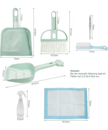 Roundler Pet Sweeper Set - Mini Broom & Cleaning Brush for Rabbits Guinea Pigs & Hamsters | Includes Spray Bottle & Sand Shovel | Blue - Buy Online on GoSupps.com