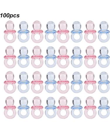 Acrylic Baby Pacifiers - 100 Pack for Birthday Parties & Baptisms | Transparent Pink & Blue Decorations & Calming Toys - Buy Online on GoSupps.com