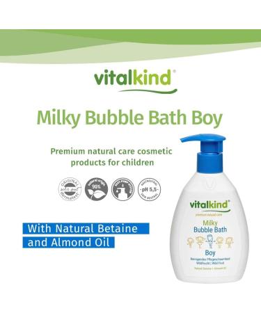 Vitalkind Milky Bubble Bath for Boys - Premium Natural Bubble Bath with Organic Almond Oil and Betaine for Sensitive Skin - 200ml - Pack of 2 - Buy Online on GoSupps.com