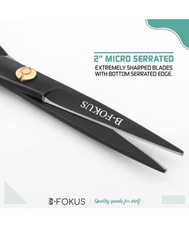 B-FOKUS Professional 5 Mustache Scissors - Black & Gold German Stainless Steel Beard Scissors for Men with Comb Set and Zipper Case - Buy Online on GoSupps.com
