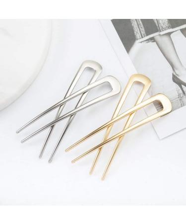 Balancy 4 Pack Metal U Shaped Hair Pins - Gold & Silver Chignon Clips for Women and Girls - Buy Online on GoSupps.com