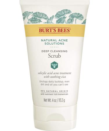 Burt's Bees Natural Acne Solutions Pore Refining Cleansing Scrub, Exfoliating Face Wash for Oily Skin, 4 Oz (Package May Vary) Pore Refining Scrub