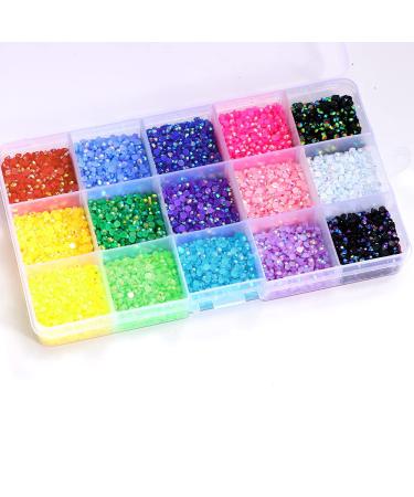 15 Colors 3mm Flat-bottomed Round Nail Rhinestones - 15000 Pcs/Box Glitter Crystal Gems for DIY Nail Art Decoration - Buy Online on GoSupps.com