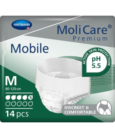 Molicare Premium Mobile disposable pants: discrete use with incontinence for women and men 5 drops size.M (80-120 cm hip circumference) 14 pieces 5 drops M 14 pieces