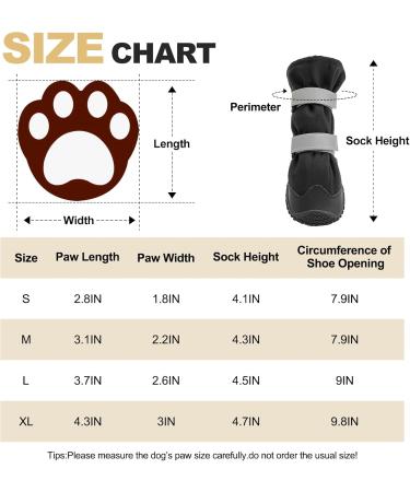 Waterproof Dog Shoes with Reflective Straps | Anti-Slip Wear-Resistant Leather Rubber Sole | Size S Black - Dog Paw Protection for Small Medium & Large Dogs (4 Pieces) - Buy Online on GoSupps.com