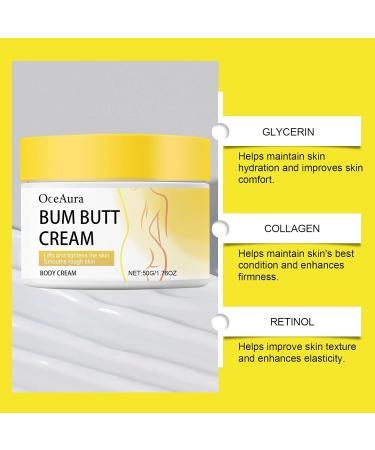 Bum Butt Cream with Glycerin Collagen and Retinol Firming and Lifting Body Moisturizer for Cellulite Reduction 1.76oz/50g - Buy Online on GoSupps.com