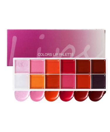 Lip Gloss Palette | Eyeshadow Palettes Waterproof Moisturizing Kit Vibrant Pigmented Shades 12 Lip Gloss Colors for Women