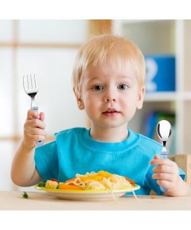 Vicloon Baby Fork and Spoon Set - Stainless Steel Toddler Utensils for Feeding - Pig Pink/Blue/Green - Buy Online on GoSupps.com