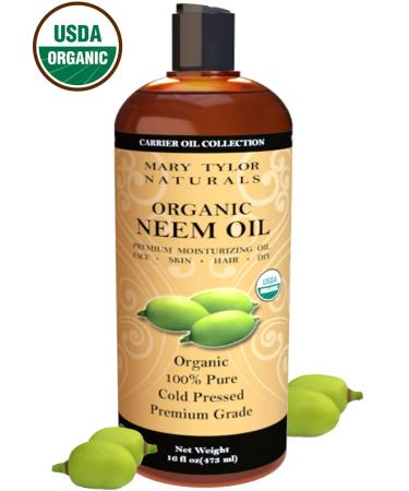 Organic Neem Oil (16 oz) USDA Certified - Cold Pressed, Unrefined, Premium Quality | Mary Tylor Naturals - Buy Online on GoSupps.com