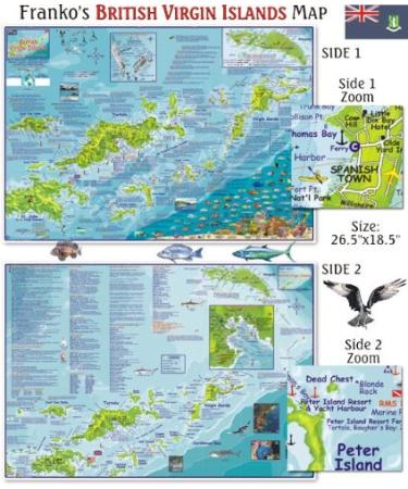 Franko Maps British Virgin Islands Map for Scuba Divers and Snorkelers