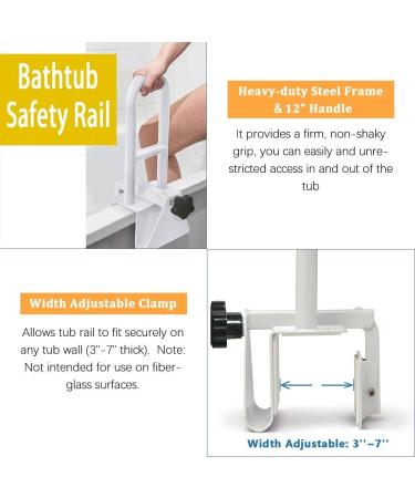 KXT Premium Bathroom Tub Safety Rail for Seniors | Clamp Railing Bath Support - Buy Online on GoSupps.com