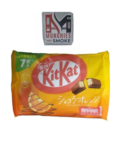 1 Bag (7 Mini Bars) - Japanese Orange KIt Kat Mini 2 Fingers/Bar - Imported Wafer Chocolate - Sold by Munchies And Smoke