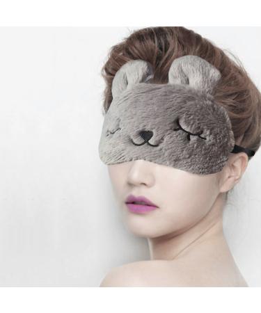3D Cute Sleeping Rabbit Eye Mask with Reusable Gel Pad Cold Hot SPA Therapy for Dry Eye and Puffy Eyes Relaxing Your Eye (Free Ear Plugs) (Gray)
