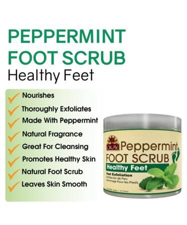 OKAY Peppermint Foot Scrub 6oz - Refreshing Peppermint Exfoliating Scrub - Buy Online on GoSupps.com