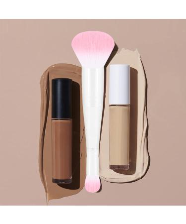Dual Ended Brush Makeup - Soft Bristled Blush Brush For Face With Double Head | Beauty Tools Brush For Women Girls For Powder Liquid Concealer Cream Blush Concealer Foundation White Handle White Tube - Buy Online on GoSupps.com