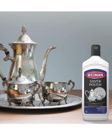 Weiman Silver Cleaner and Polish - 8 oz with Polishing Cloth | Ammonia-Free for Jewelry, Sterling Silver, Antique Silver, Gold, Brass, Copper, Aluminum - Buy Online on GoSupps.com