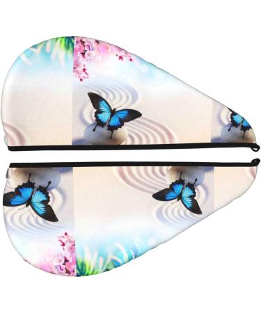 Hair Towel Wrap | Quick Drying Hair Turban with Button | Butterfly in Blossoms Zen Design - Buy Online on GoSupps.com