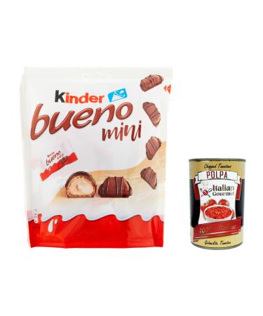 Italian Gourmet E.R. Bueno 12 Mini Chocolate Bars for Kids with Milk Cream and Hazelnut 108g + Italian Gourmet Polpa 400g