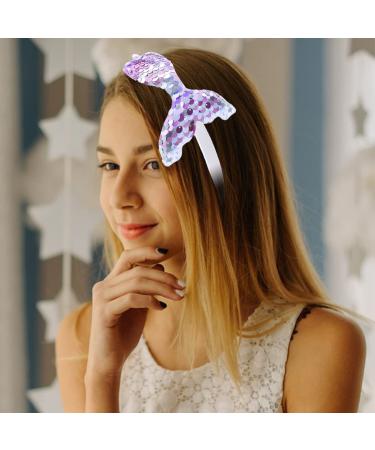 Totelux Mermaid Headband - Reversible Fish Tail Hair Hoop with Pearl for Women & Girls - Light Purple - Buy Online on GoSupps.com
