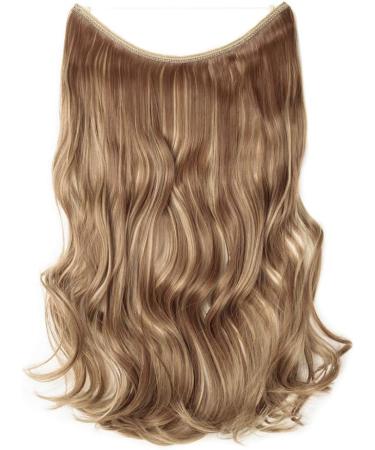 Wire in Hair Extensions No Clip in Ombre Curly Wavy Hairpieces Invisible Natural Hair Extension 20" - Light Brown & Ash Blonde - Buy Online on GoSupps.com