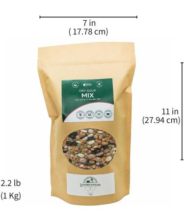 Dry soup mix 1 kg (2.2 lb) Excellent for making soups on the stovetop in a slow cooker or pressure cooker chickpeas black beans green lentils split red lentils great northern beans cranberry/Romano beans Non-GMO Product of Canada - Buy Online on GoSupps.com