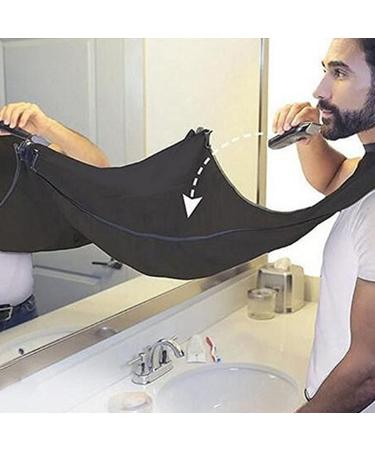Black Shaving Bib with 2 Suction Cups - Men's Salon Care Smock for Face Trimming and Hair Cutting - Buy Online on GoSupps.com
