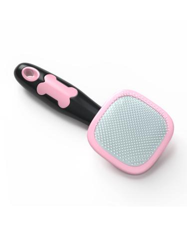 Glendan Dog Brush & Cat Brush- Slicker Pet Grooming Brush- Shedding Grooming Tools Pink-Small
