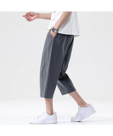 CEWIFO Men's Jogging Pants - Comfortable Casual Linen & Cotton Shorts | Summer Wear | Size XL Dark Gray - Buy Online on GoSupps.com