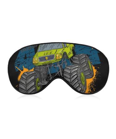 Green Monster Truck Soft Sleep Mask for Women Women Cartoon Breathable Polyester Fabric Blackout Eye Mask for Sleeping with Adjustable Straps No Pressure Eye Mask for Travel Style-6