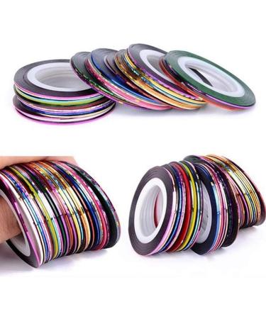 Flashing Tape Colorful Tape 30 Colors Nail Striping Tape Line Mixed Colors Nail Art Decoration Manicure DIY Nail Tip Tool for Girls Women Colored Tape Metal Tape - Buy Online on GoSupps.com