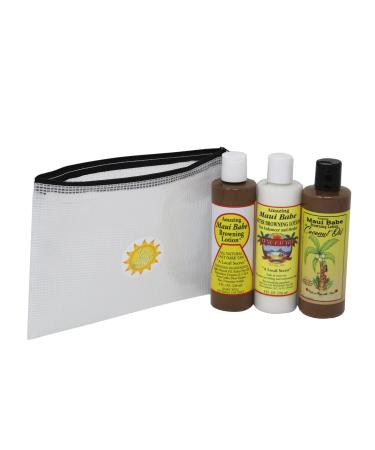 Maui Babe Tanning Lotion Set! Includes Original Browning Lotion, Browning Lotion w/Coconut Oil & After Browning Lotion Infused with Skin Nourishing Ingredients! (3 Pack)