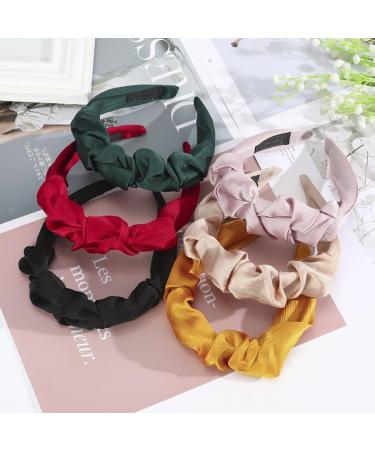 Women's Crystal Satin Pleated Headband Wide Hair Band Vintage Headband Hair Accessories Non-Slip Headbands Headwear for Women Girls Daily Wear Khaki - Buy Online on GoSupps.com