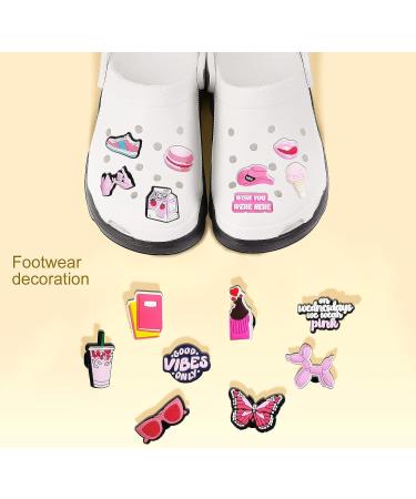 IOKUKI 35 PCS Pink Croc Charms for Girls Women - Aesthetic Shoe Decorations for Crocs, Clogs, Slides, Sandals - Pink Party Favors - Buy Online on GoSupps.com